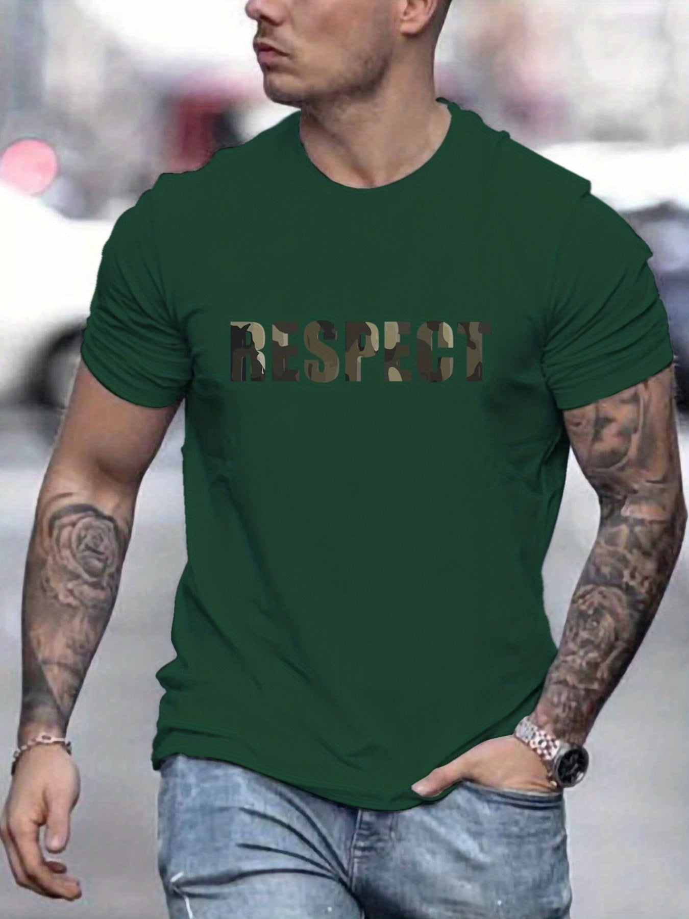 Men's Graphic T-Shirt - Retro RESPECT Patterned Summer Tee