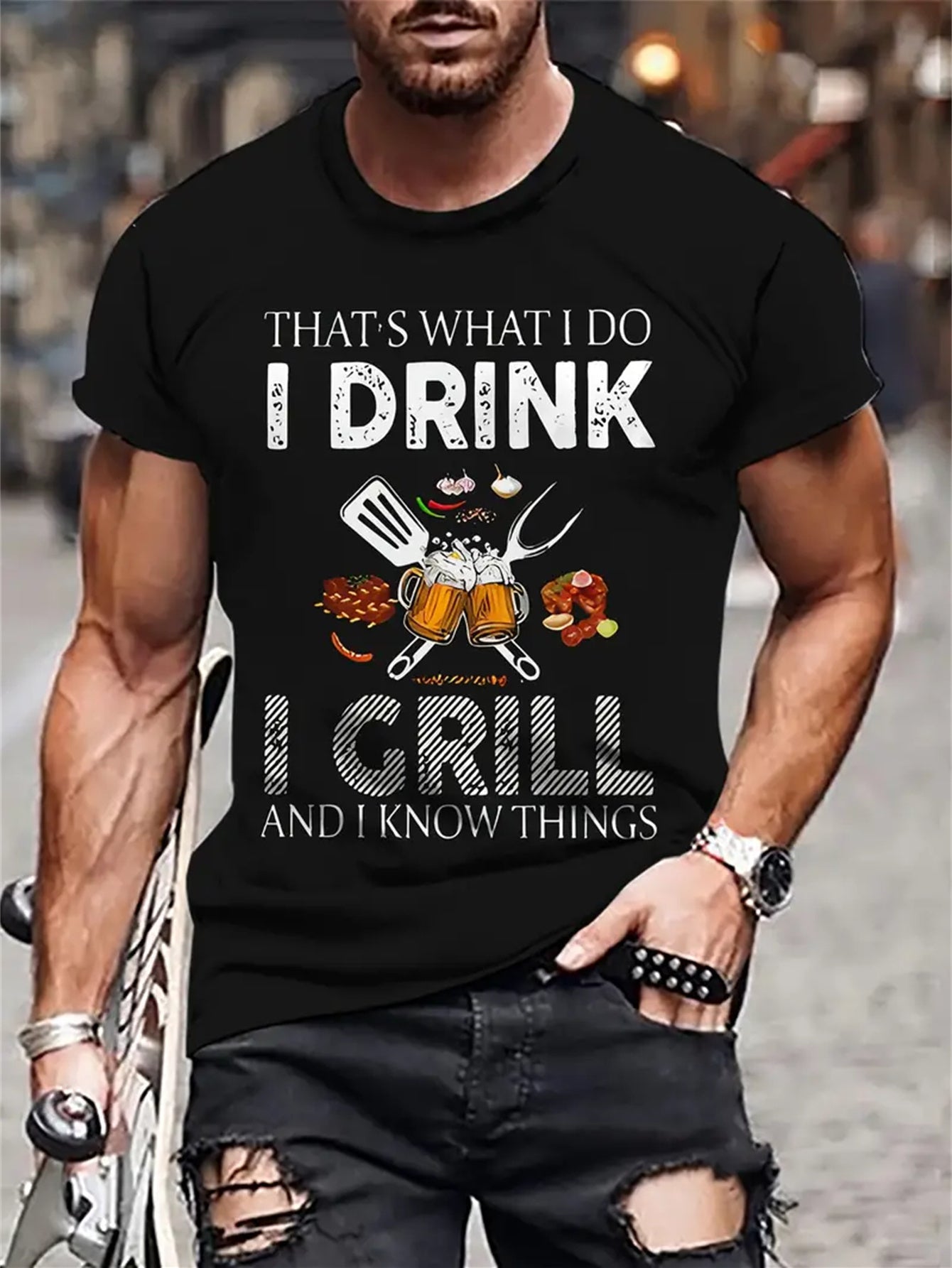 Men's Graphic T-Shirt - Retro Printed Casual Summer Tee