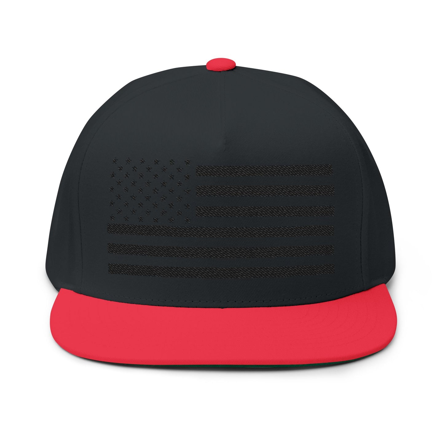 Embroidered American Flag Flat Bill Cap