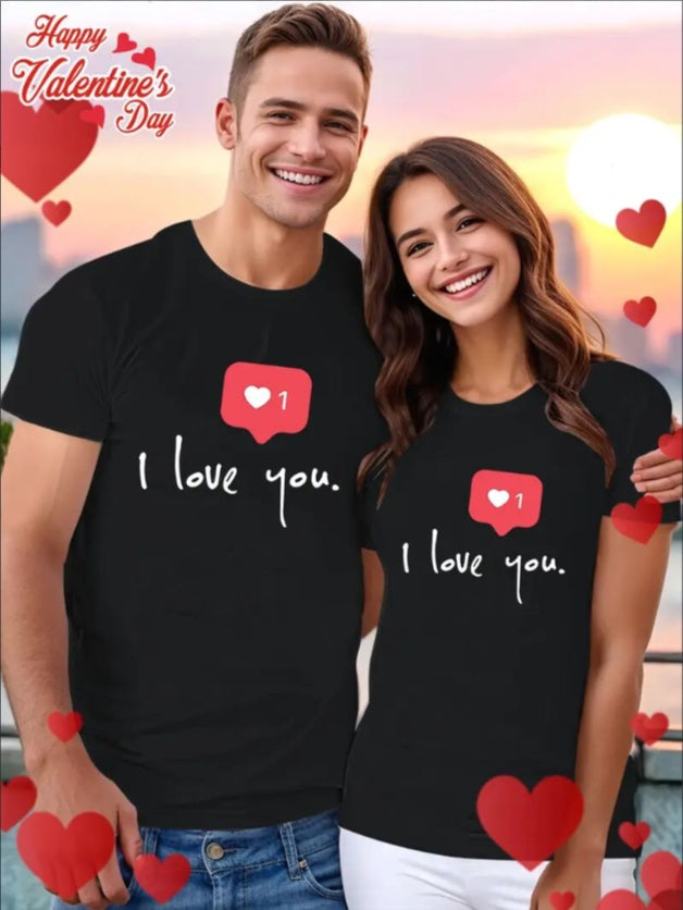 Love Valentine'S Day T-Shirt, Couple T-Shirt, Couple Christmas, Fashion Casual T-Shirt, Short-Sleeved T-Shirt