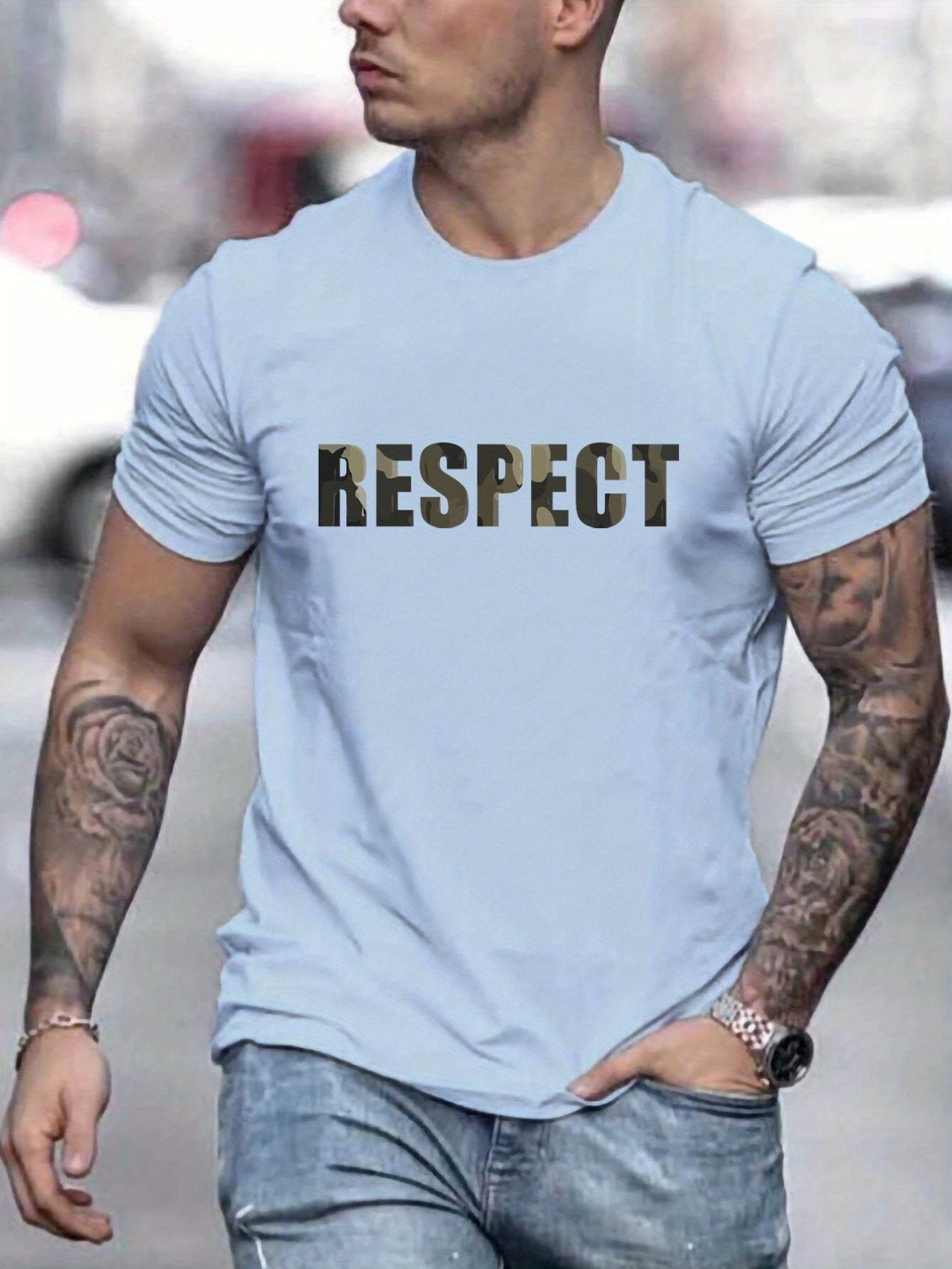 Men's Graphic T-Shirt - Retro RESPECT Patterned Summer Tee