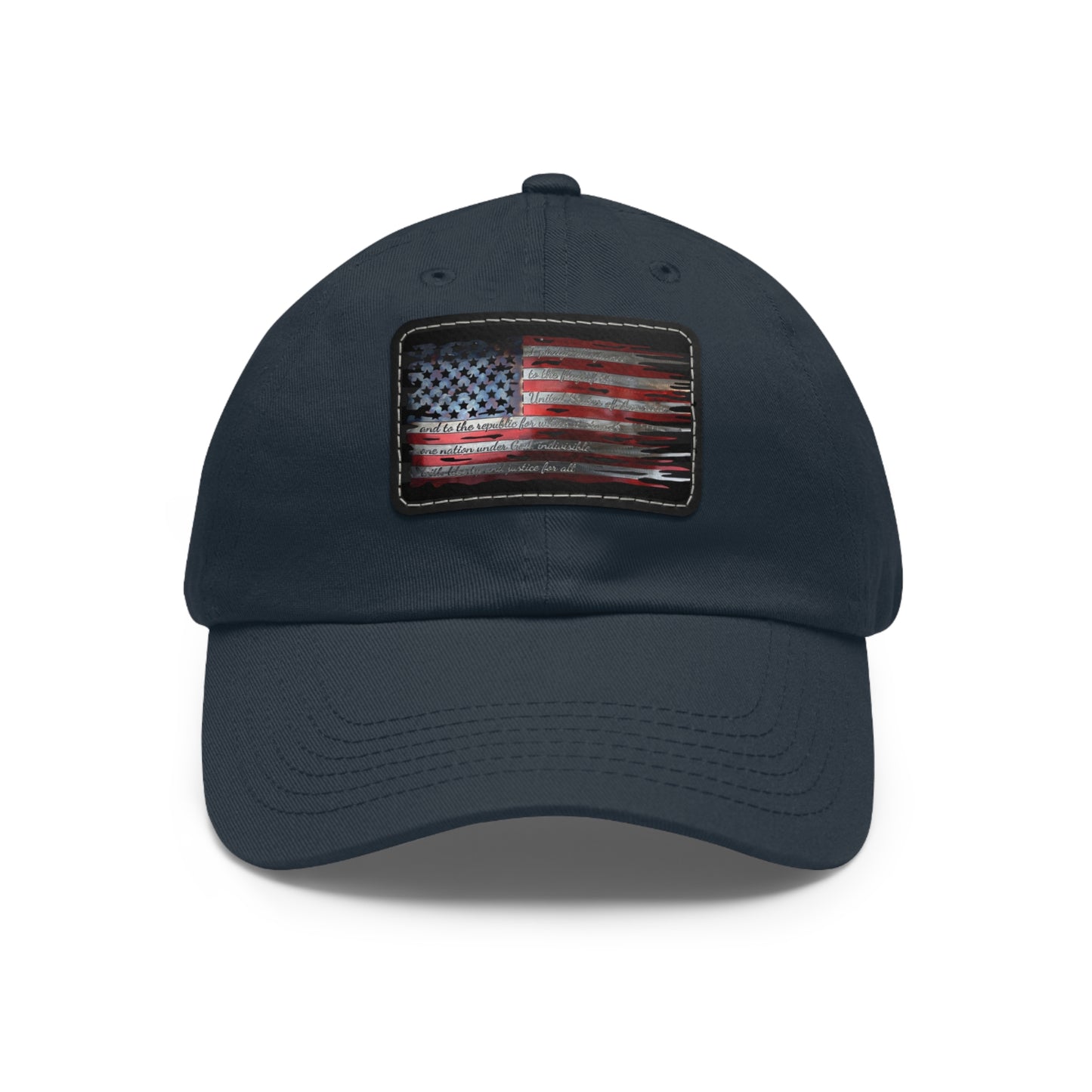 Patriotic Pledge Hat with Leather Patch - American Flag Cap