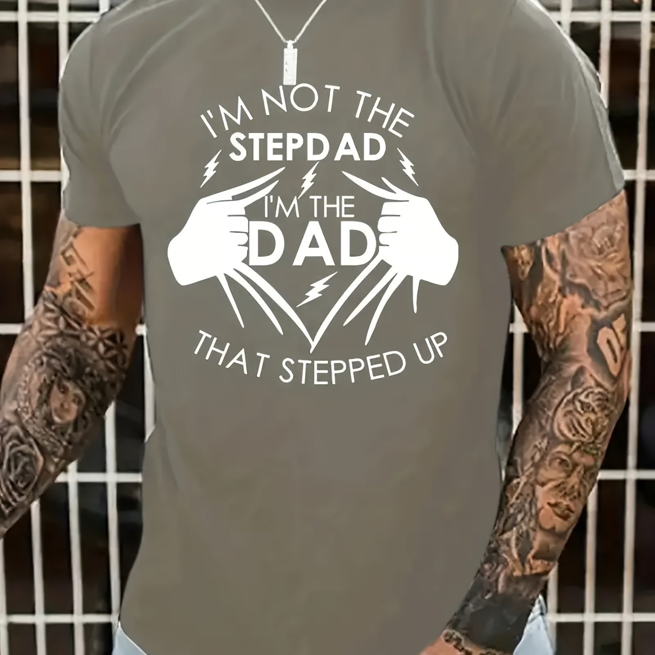 Men's Graphic T-Shirt - Stand Up Dad Stepfather Casual Top