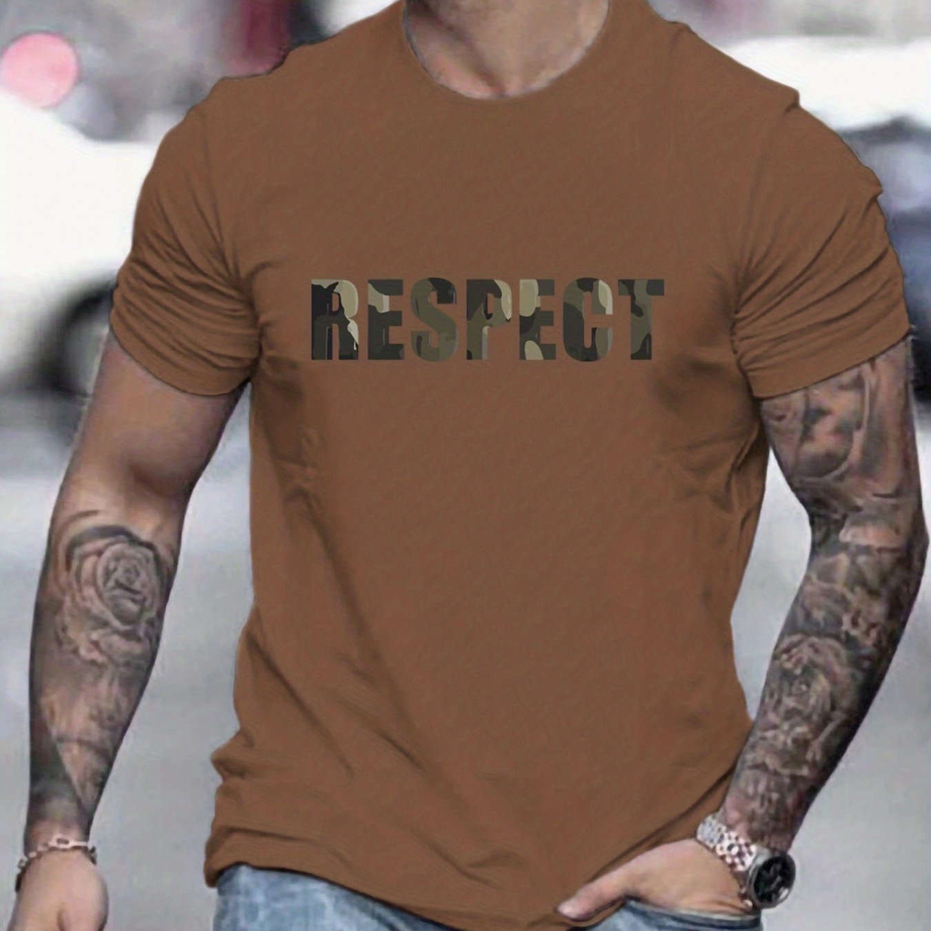Men's Graphic T-Shirt - Retro RESPECT Patterned Summer Tee