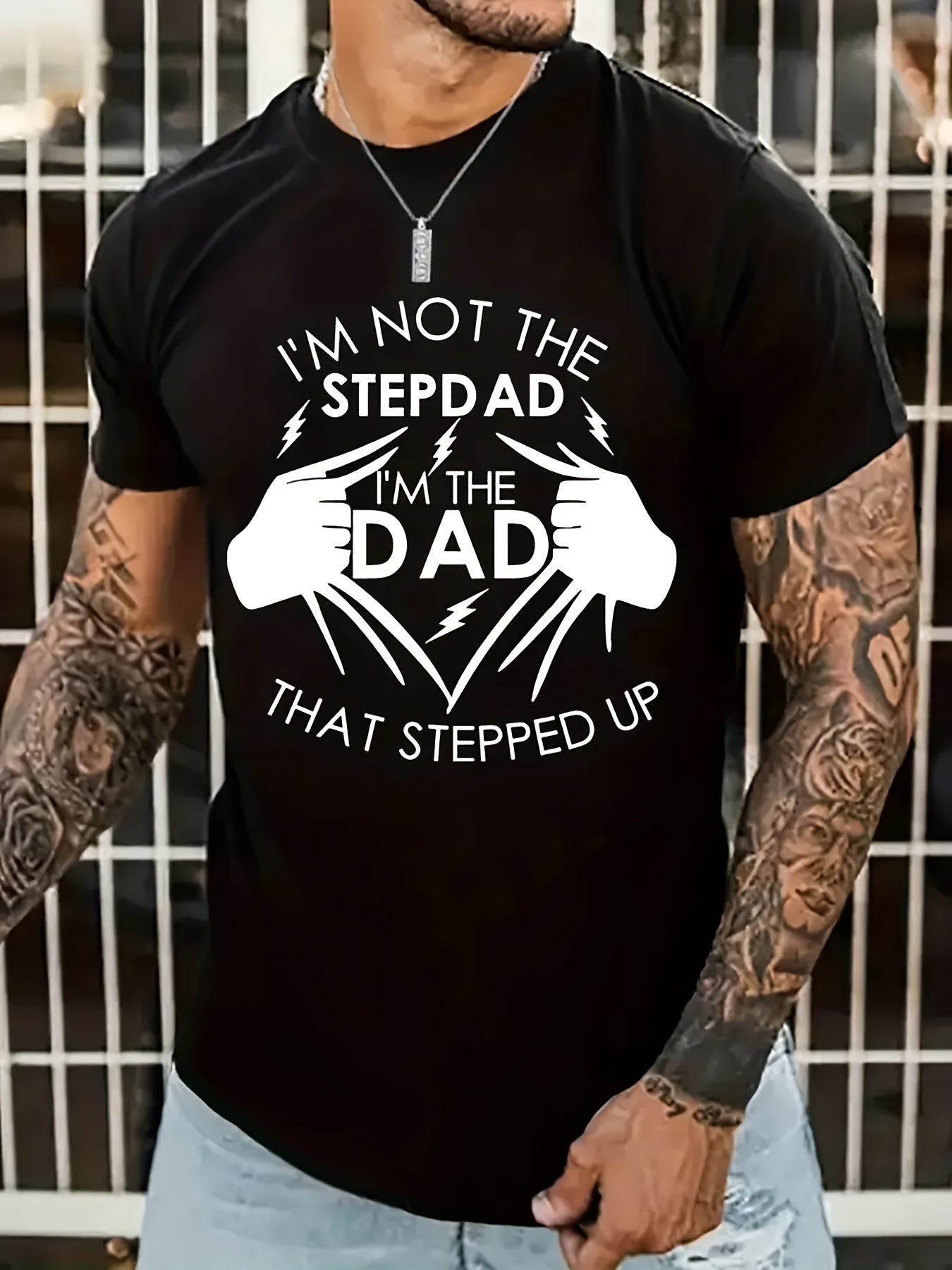 Men's Graphic T-Shirt - Stand Up Dad Stepfather Casual Top