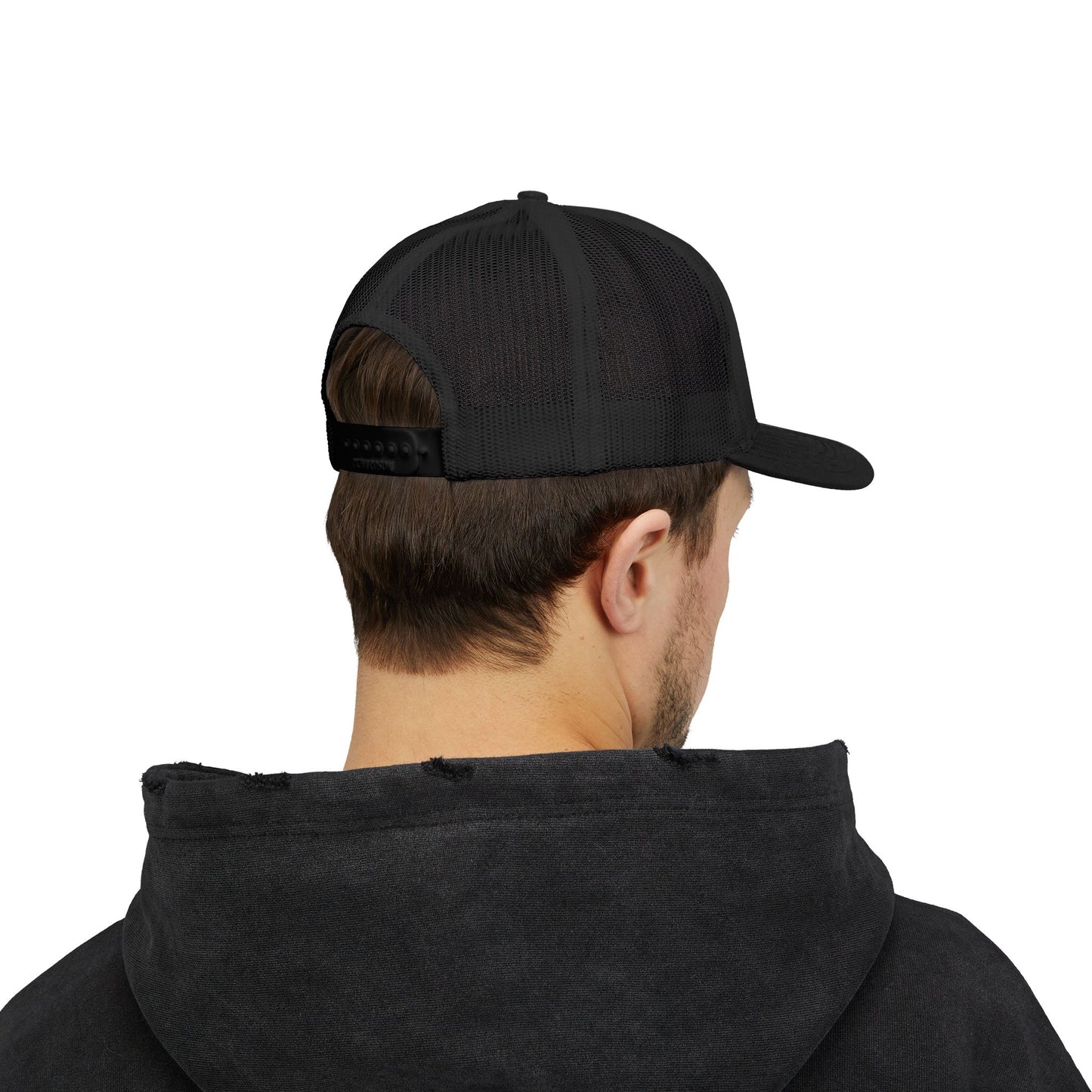 Black American Flag Snapback Trucker Cap - Stylish Mesh Hat for Outdoors and Casual Wear
