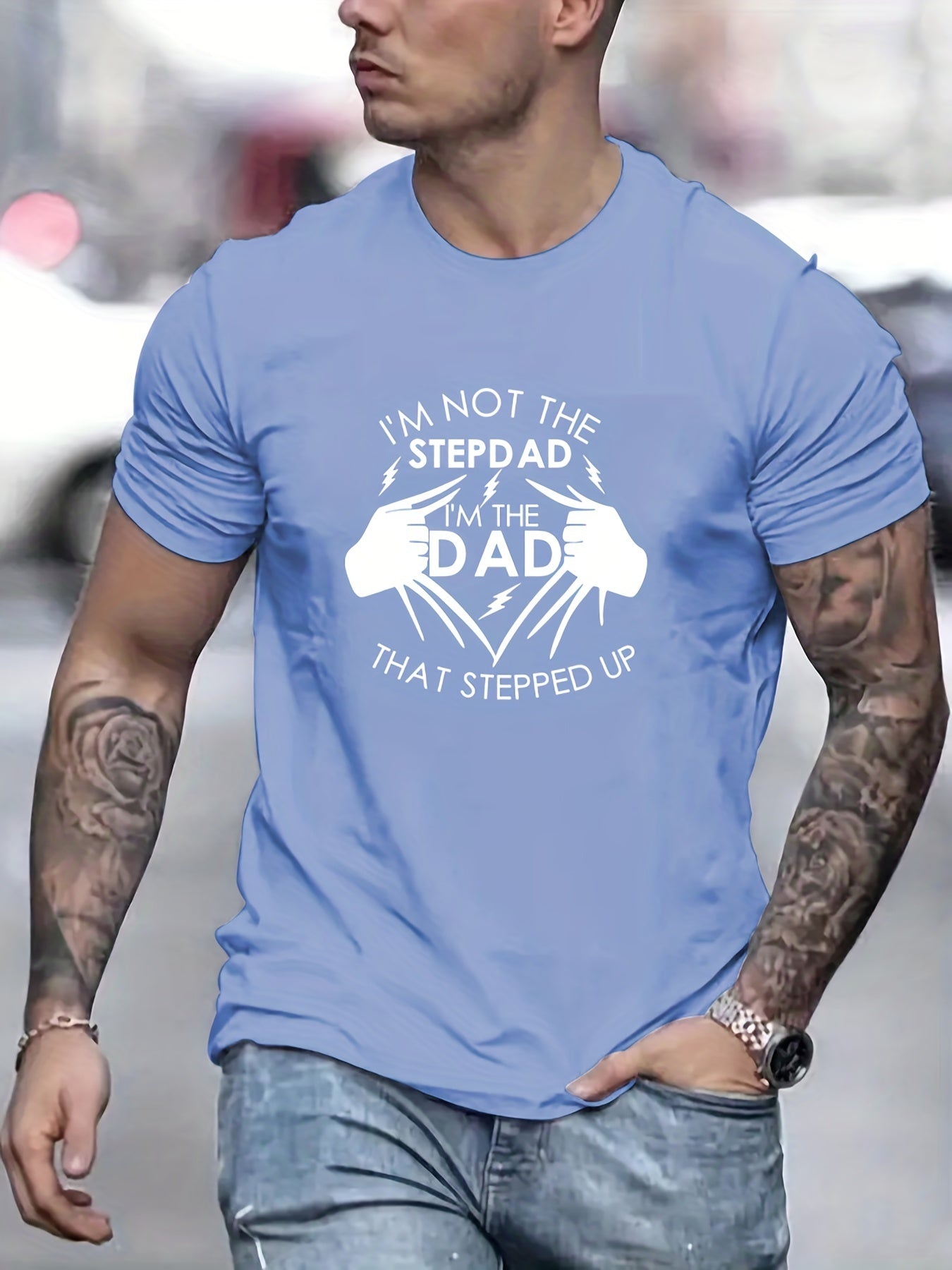 Men's Graphic T-Shirt - Stand Up Dad Stepfather Casual Top