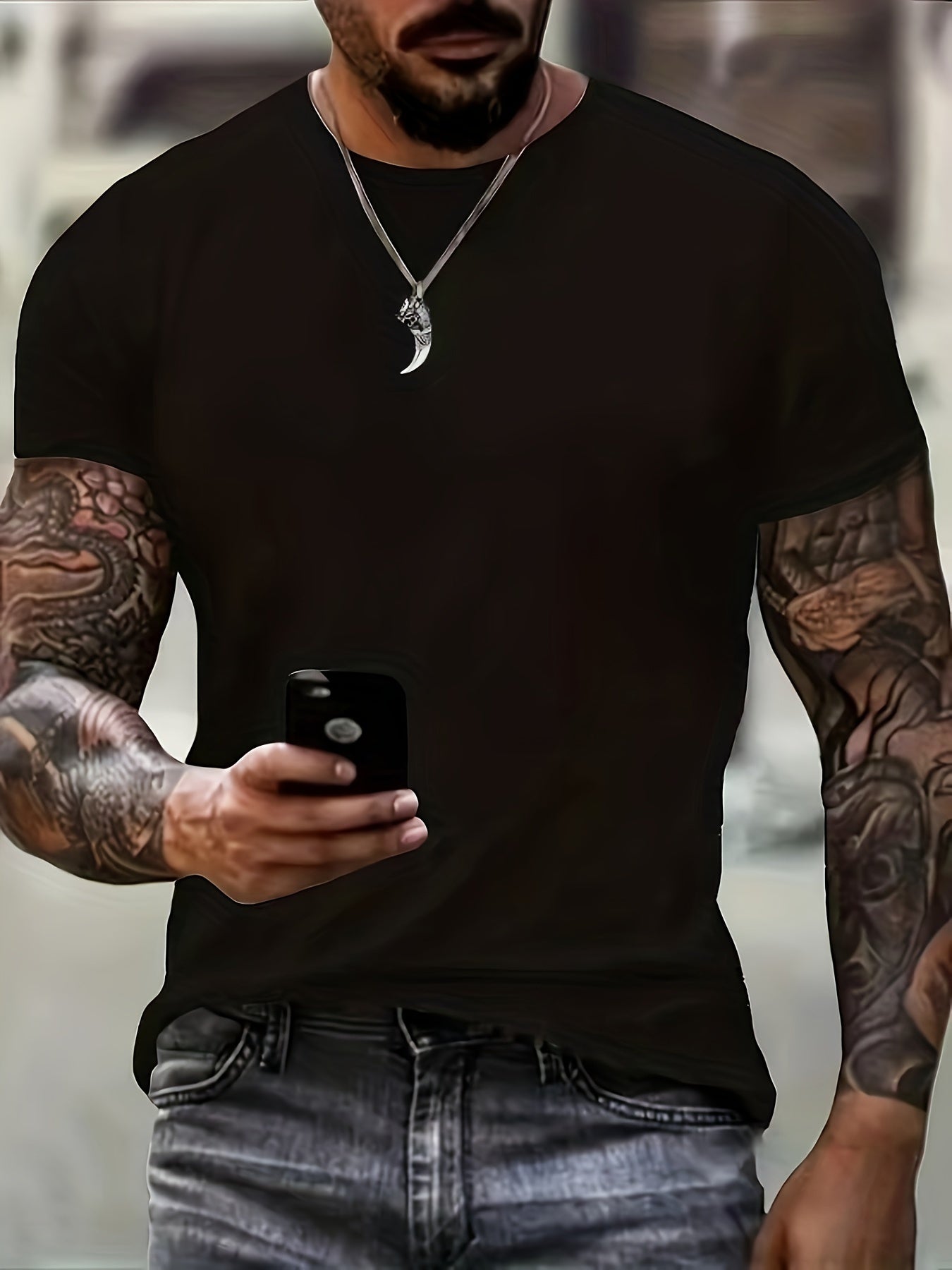 Men's Graphic T-Shirt - Casual Summer Comfort with Trendy Round Neck