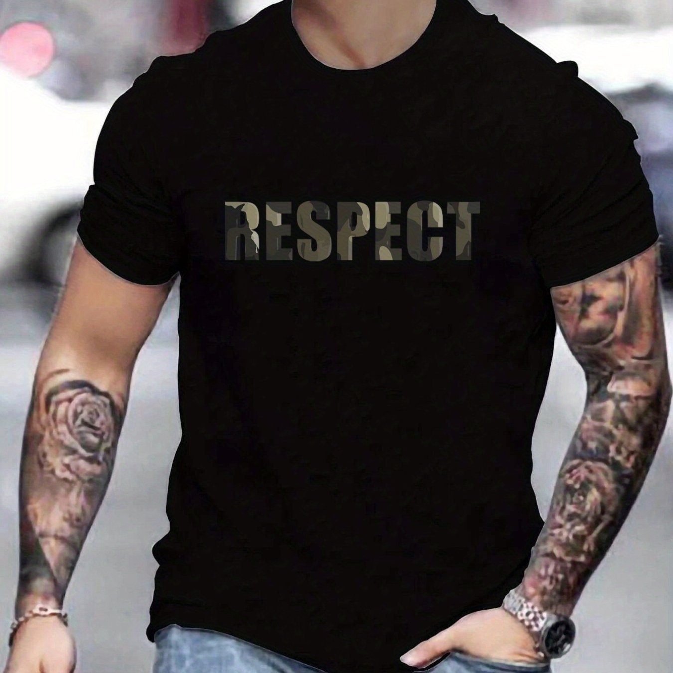 Men's Graphic T-Shirt - Retro RESPECT Patterned Summer Tee