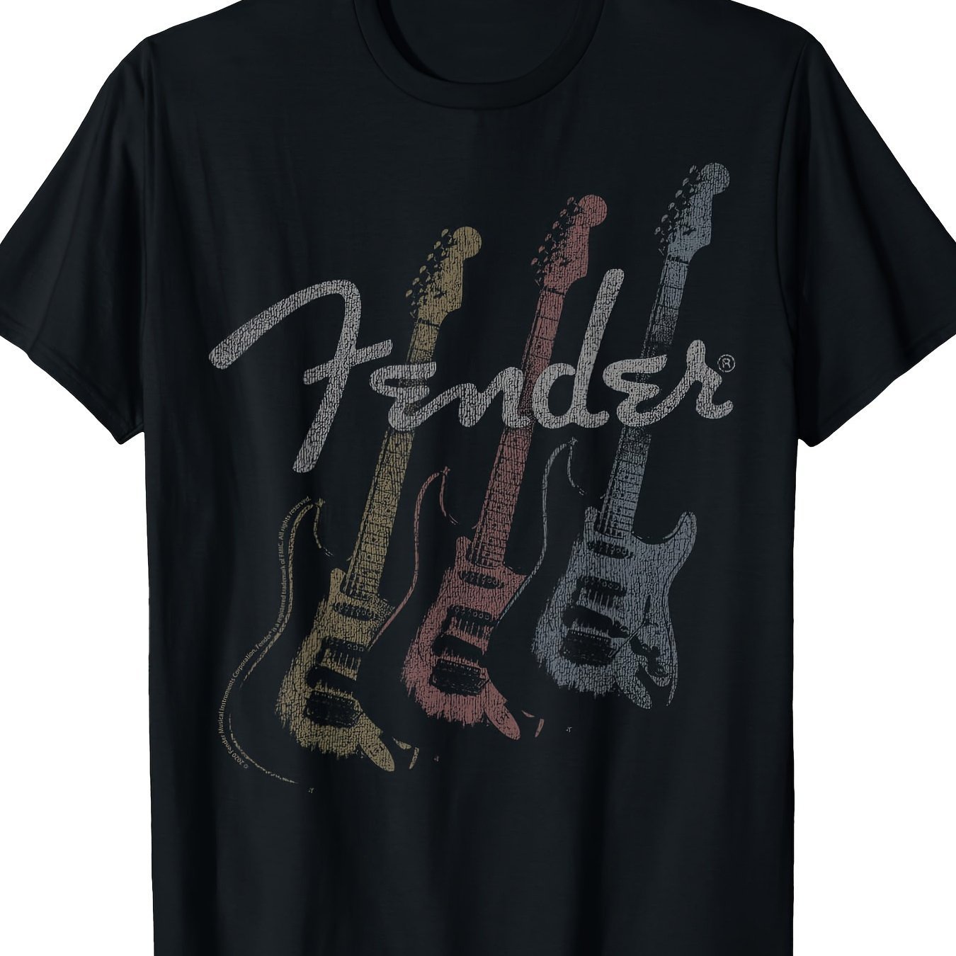 Men's Graphic T-Shirt - Stacked Guitar Faded Vintage Style Tee
