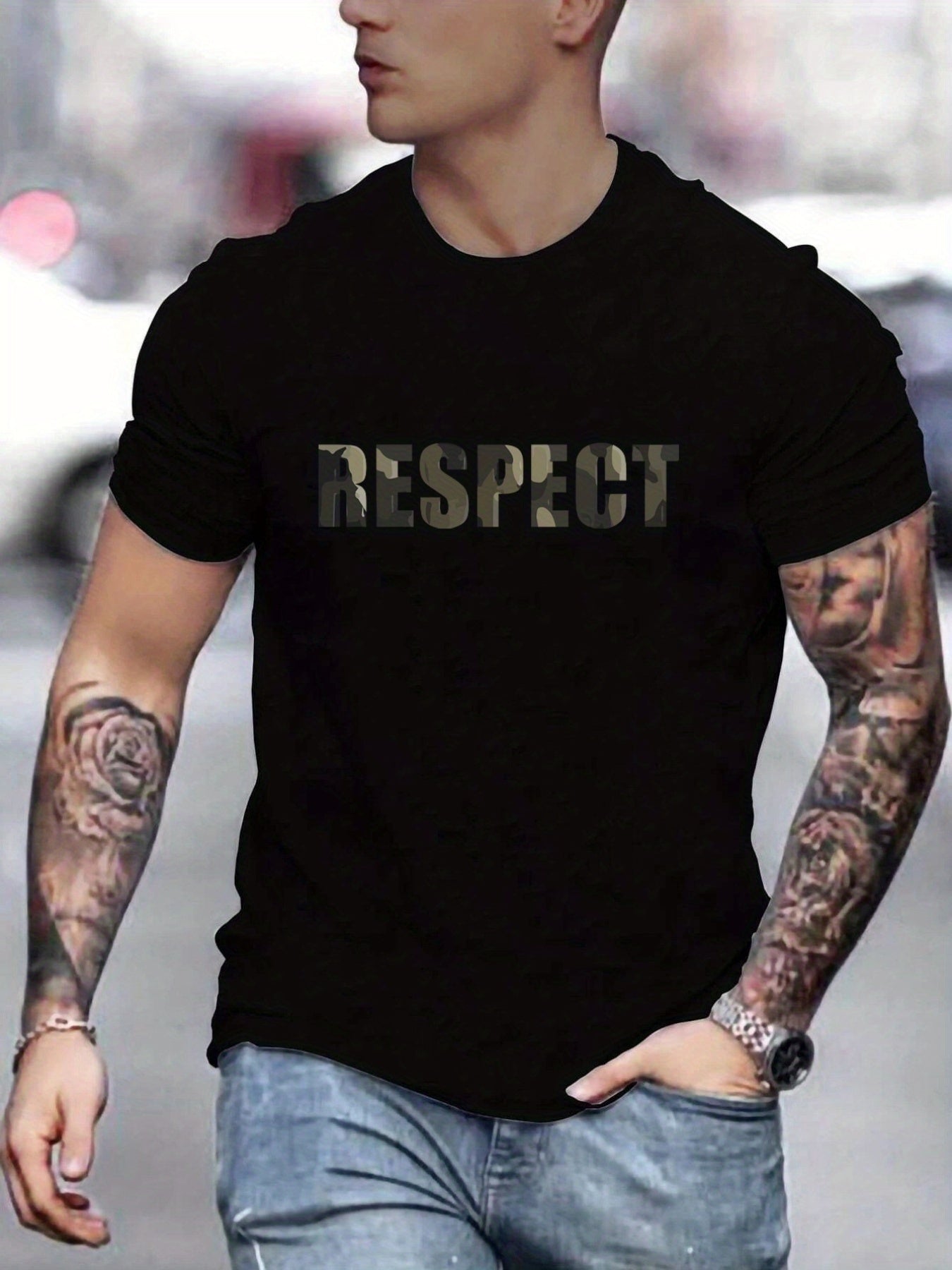 Men's Graphic T-Shirt - Retro RESPECT Patterned Summer Tee