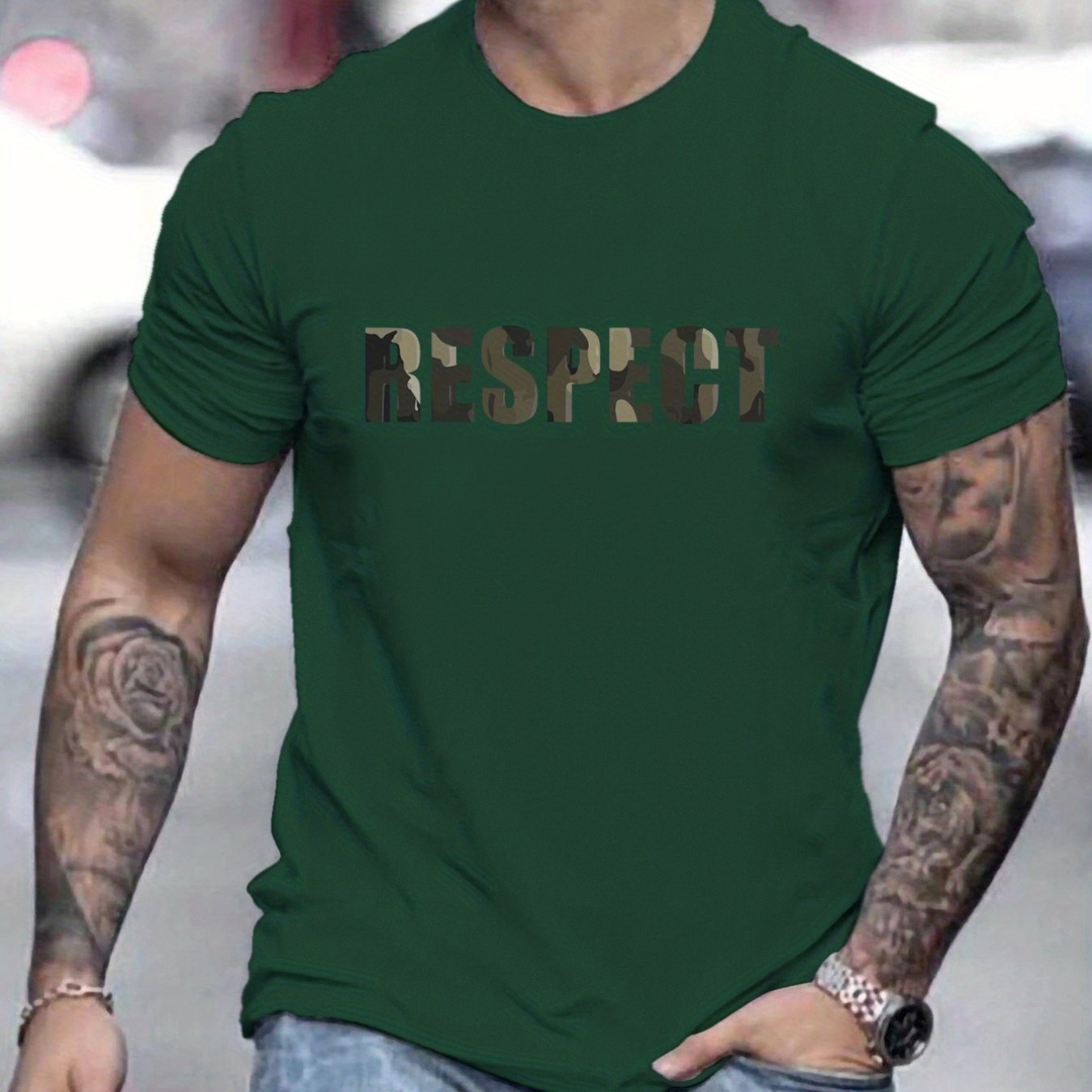 Men's Graphic T-Shirt - Retro RESPECT Patterned Summer Tee