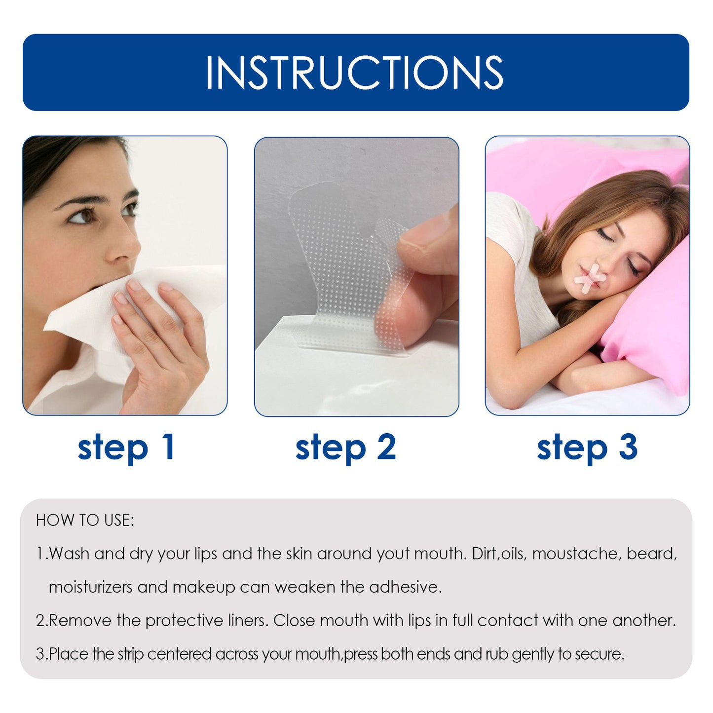 South Moon Anti-Snoring Patch, Closed Mouth Patch For Adults Stop Snoring At Night Patch For Breathing To Prevent Snoring When You Sleep With Your Mouth Open
