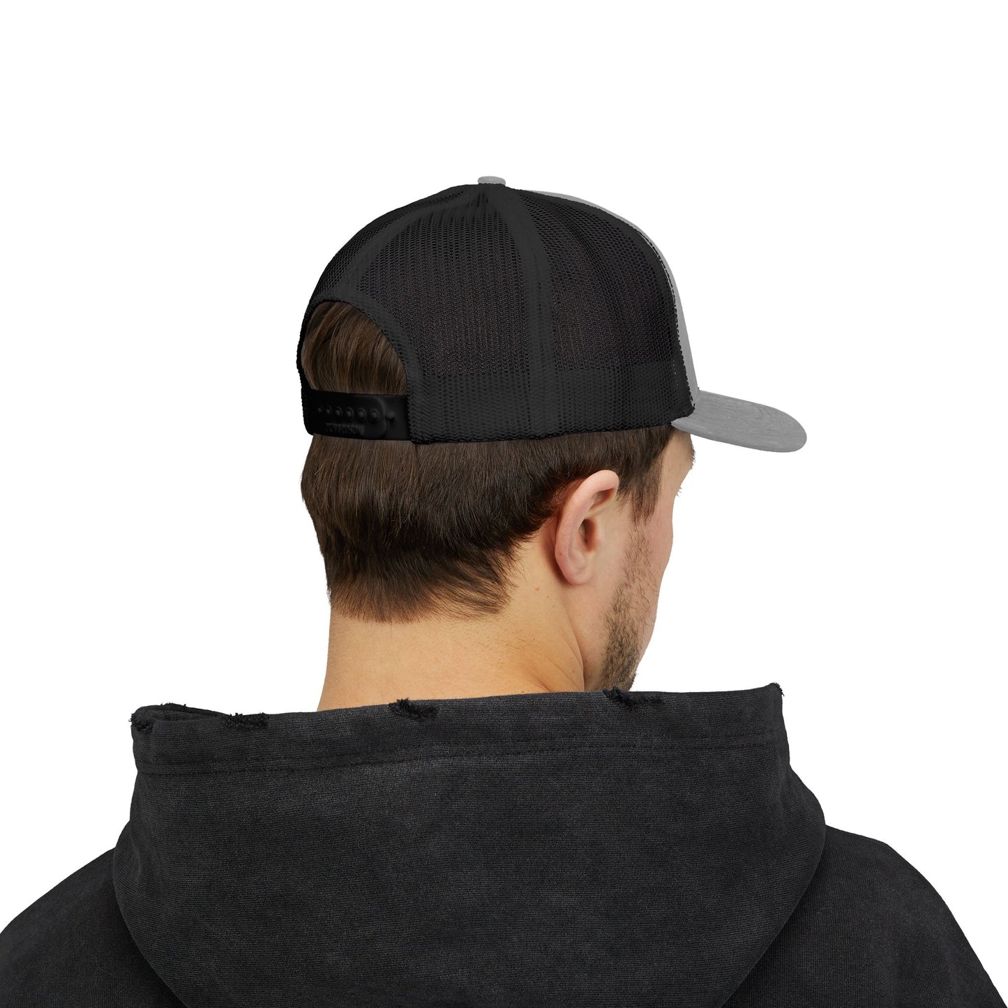 Black American Flag Snapback Trucker Cap - Stylish Mesh Hat for Outdoors and Casual Wear