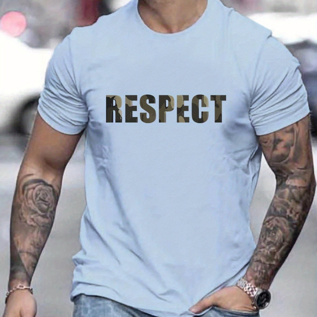 Men's Graphic T-Shirt - Retro RESPECT Patterned Summer Tee