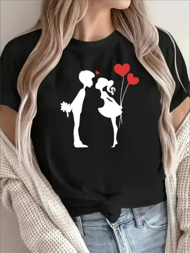 Love Valentine'S Day T-Shirt, Couple T-Shirt, Couple Christmas, Fashion Casual T-Shirt, Short-Sleeved T-Shirt