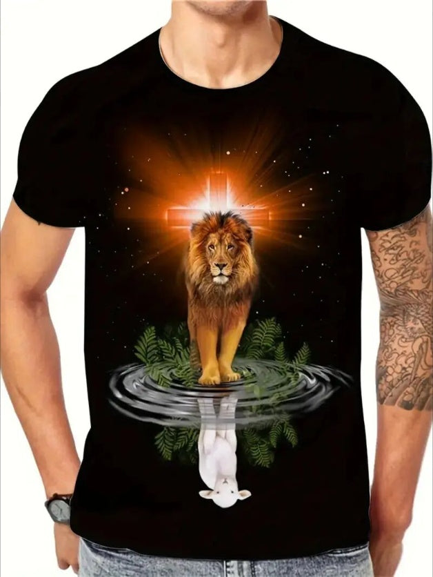 Men's Graphic T-Shirt - Stylish Printed Short Sleeves for All Sizes