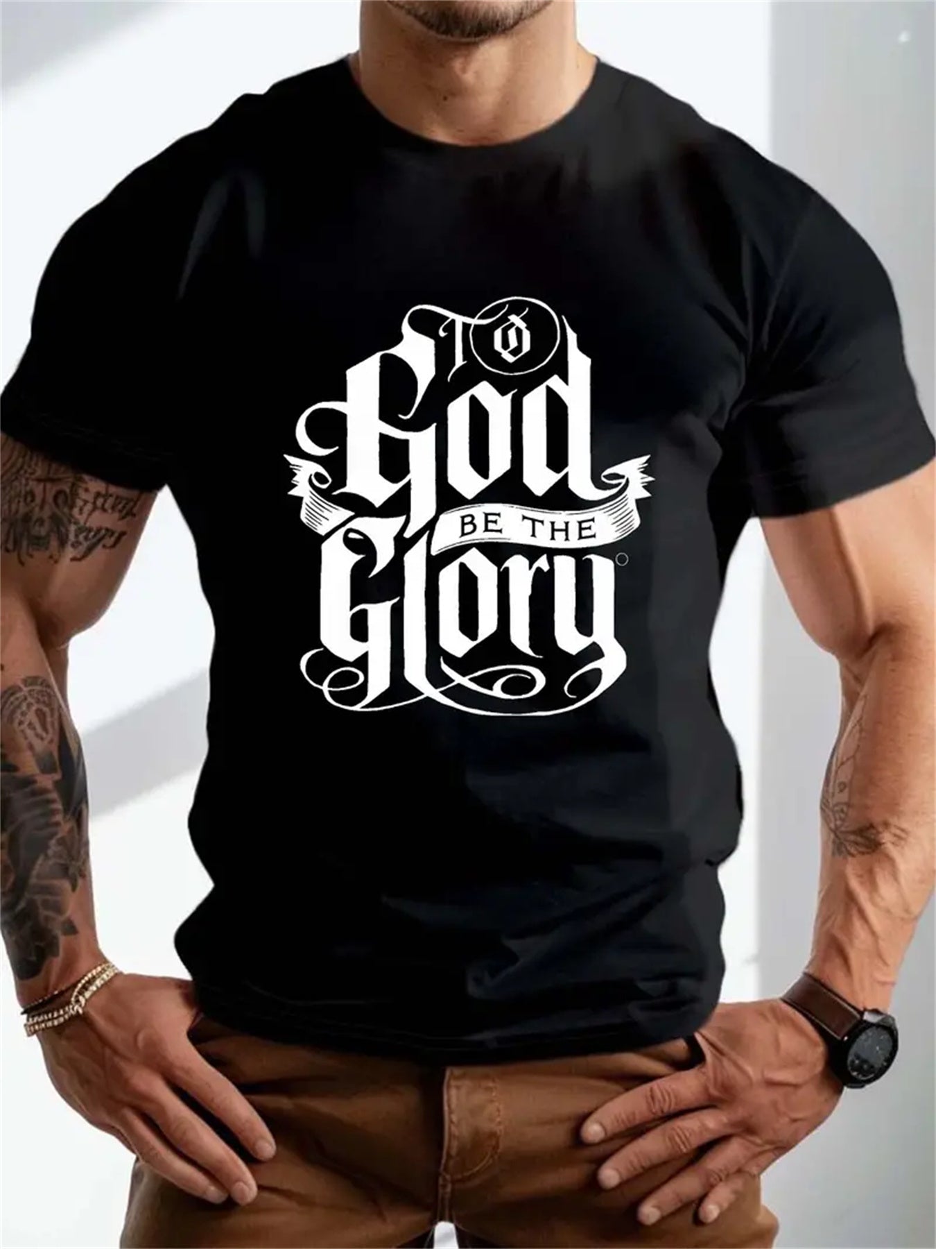Men's Graphic T-Shirt - Extra Large Letter Print, Comfortable Fit