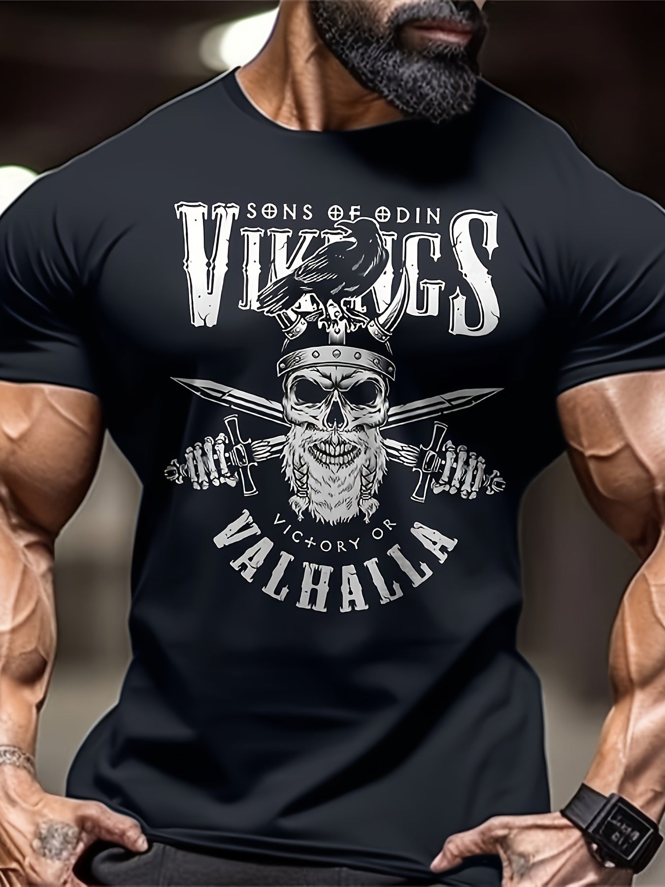 Men's Graphic T-Shirt - Large Skull Print for Summer Style