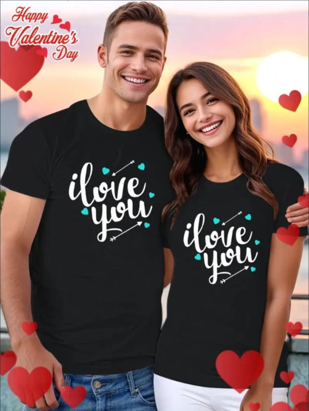 Men's Graphic T-Shirt: Love Valentine's Day Couple Tee