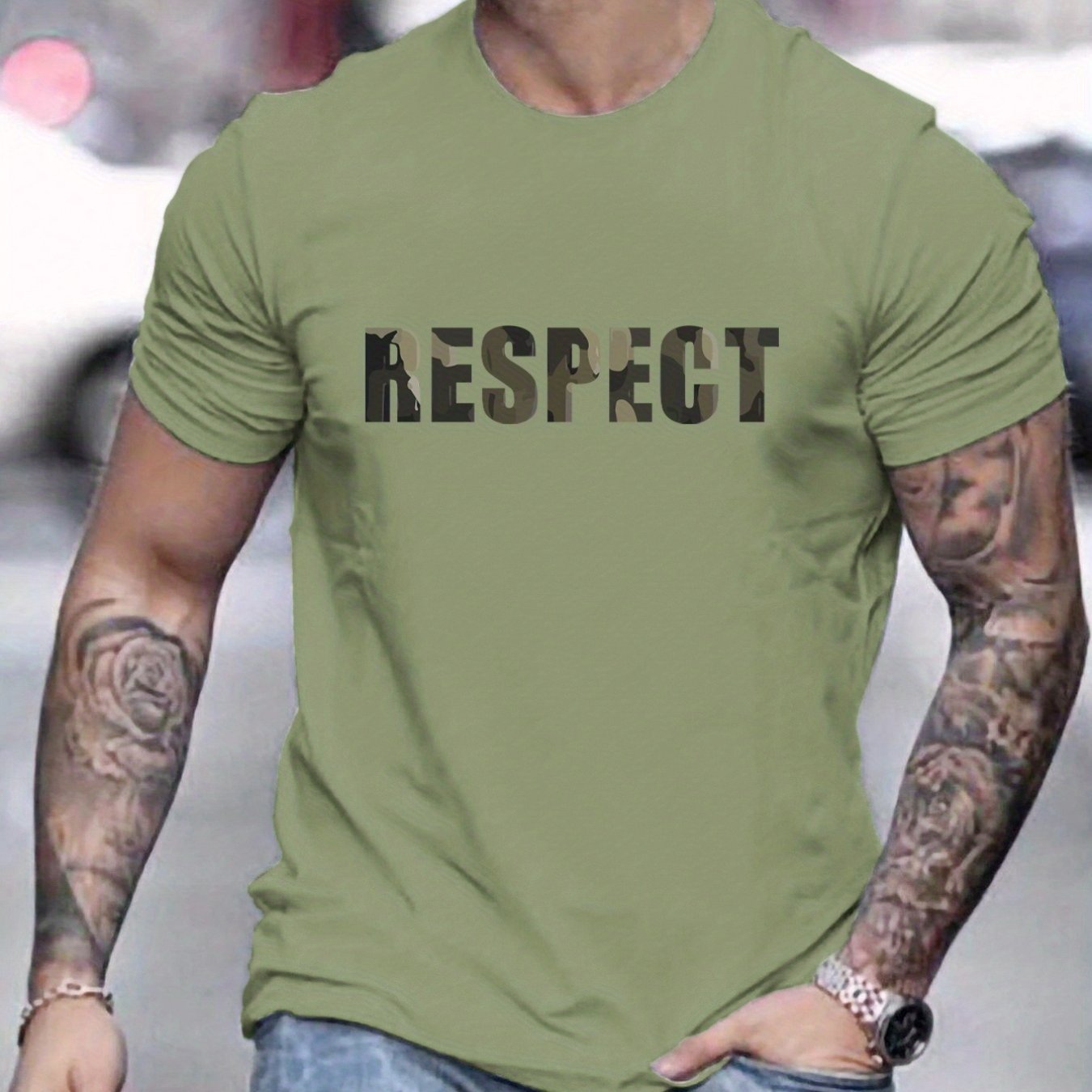 Men's Graphic T-Shirt - Retro RESPECT Patterned Summer Tee