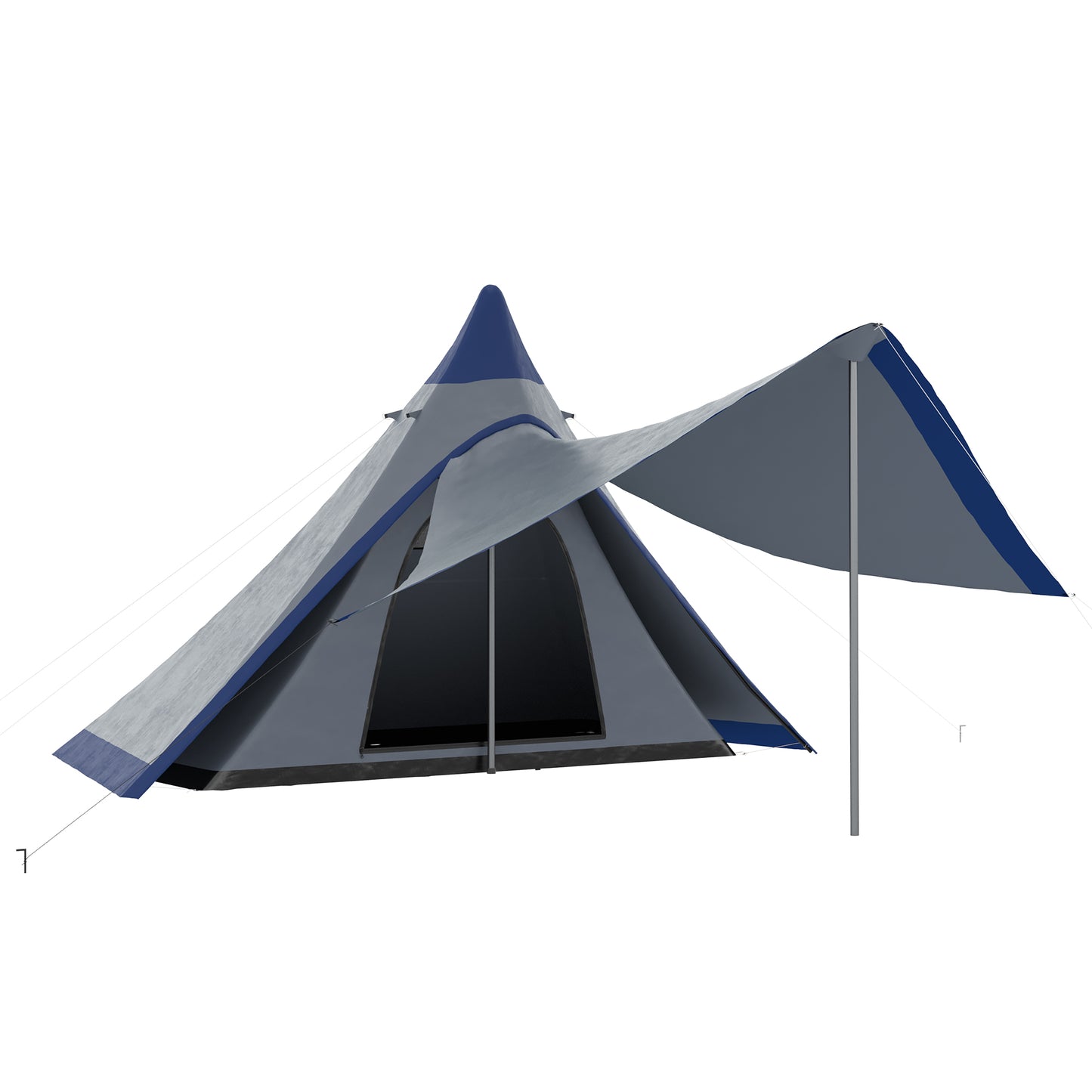 Teepee Camping Tent Easy Set-Up with Porch Blue for 2-3 Person Outdoor Hiking