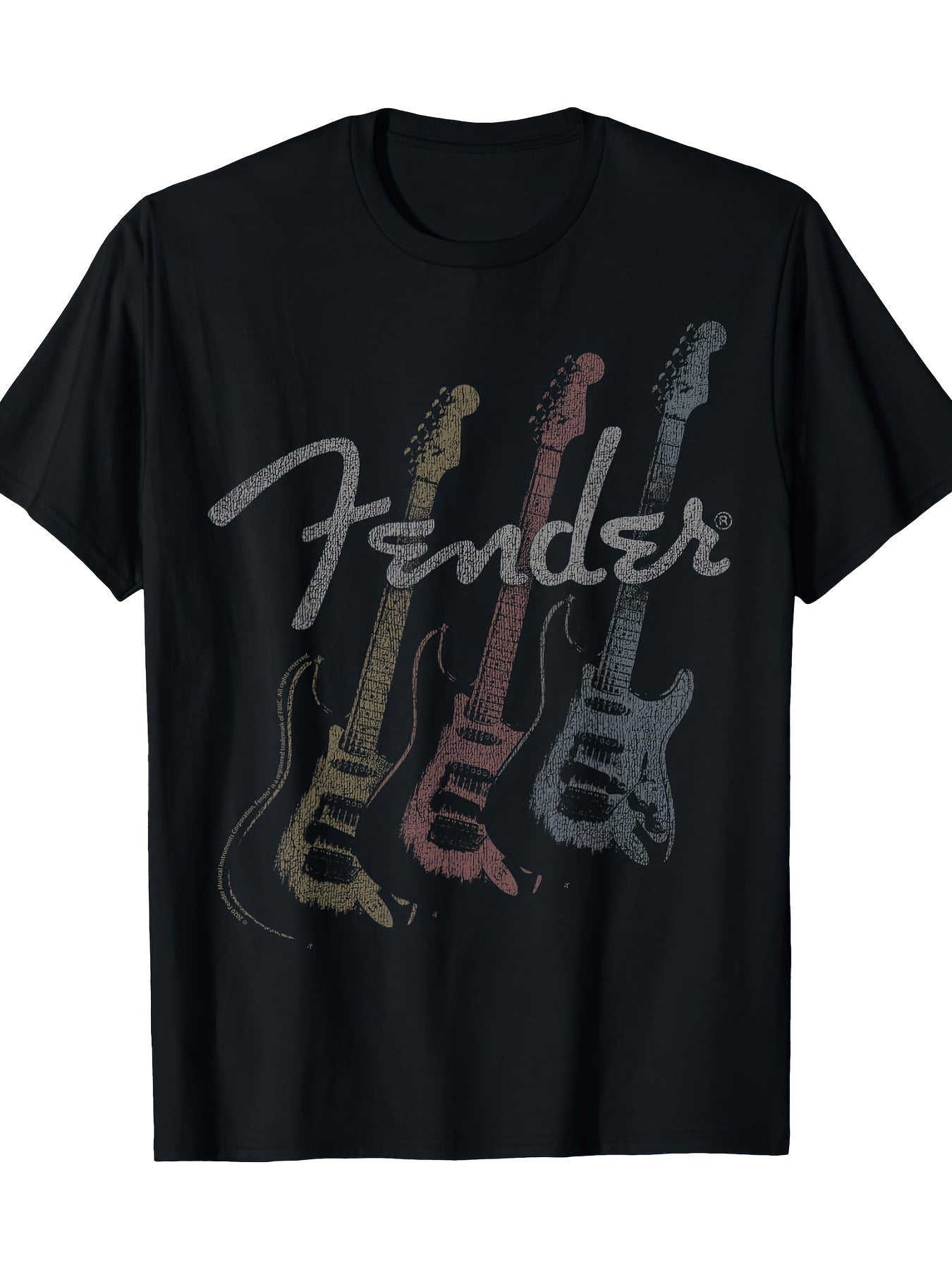 Men's Graphic T-Shirt - Stacked Guitar Faded Vintage Style Tee