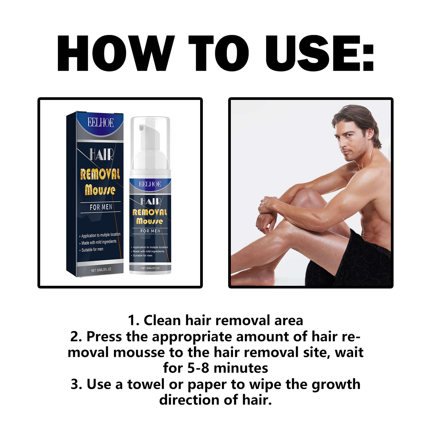 Body Hair Chest Thighs Underarms Gentle Non-irritating Clean Hair Removal Mousse