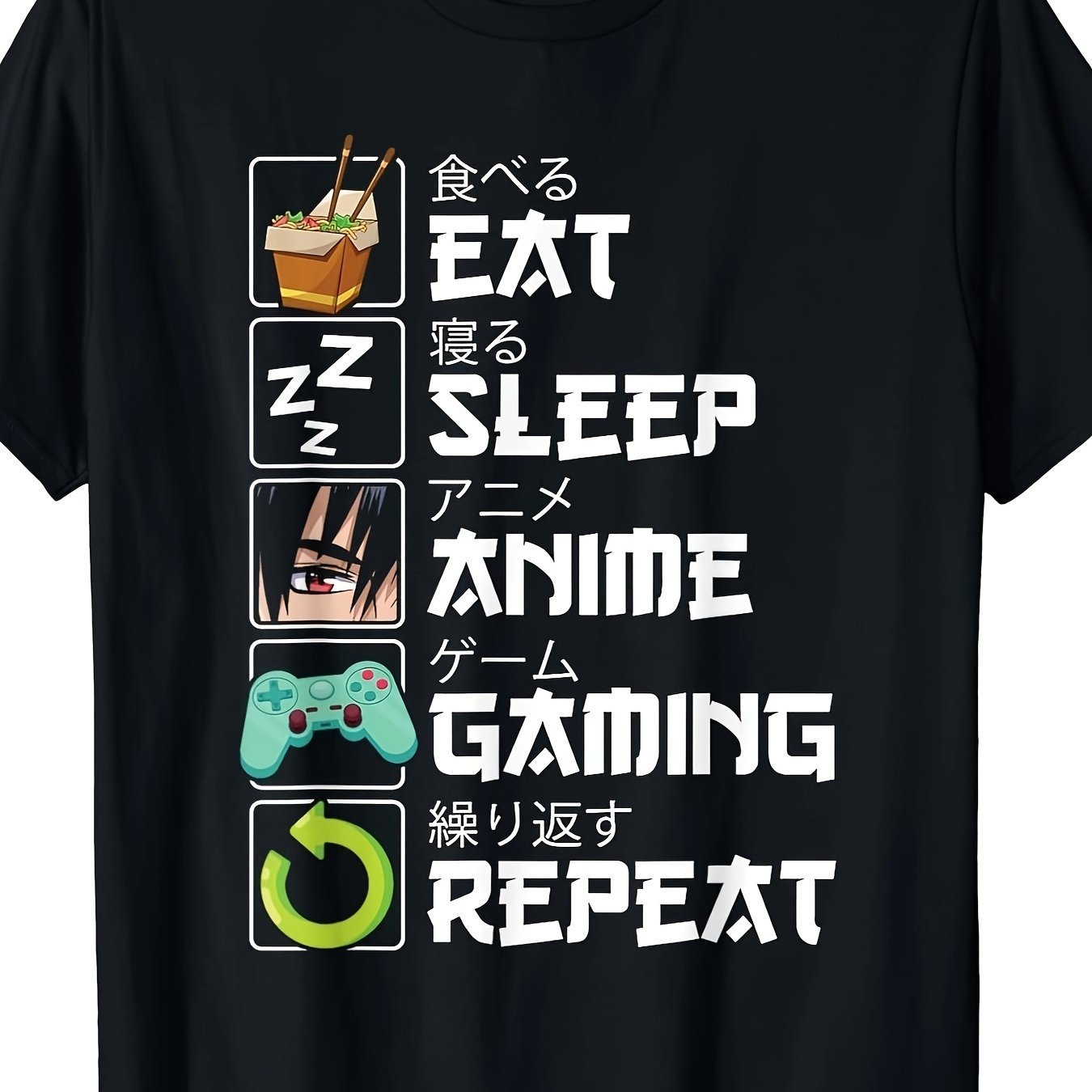 Eat, Drink, Sleep, Anime Games, Loop, Cute Otaku, Anime Comics, T-shirt