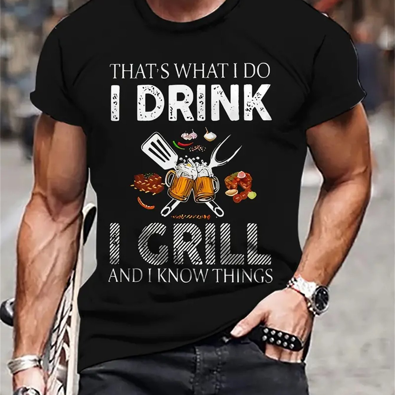 Men's Graphic T-Shirt - Retro Printed Casual Summer Tee
