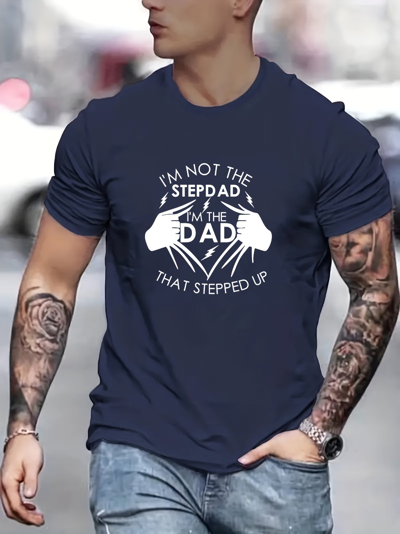Men's Graphic T-Shirt - Stand Up Dad Stepfather Casual Top