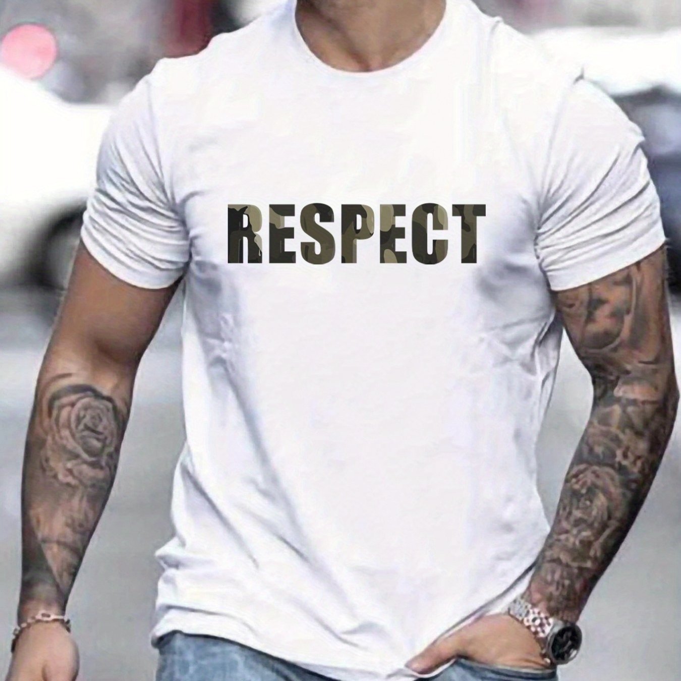 Men's Graphic T-Shirt - Retro RESPECT Patterned Summer Tee
