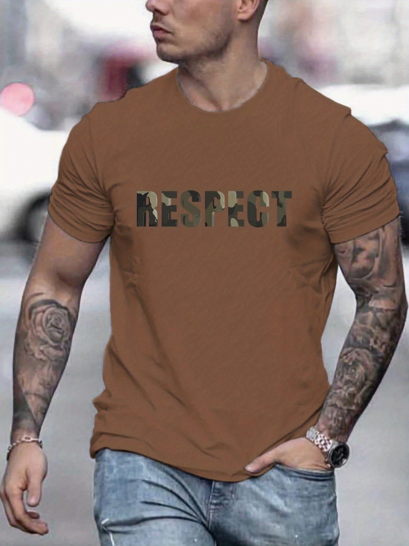 Men's Graphic T-Shirt - Retro RESPECT Patterned Summer Tee