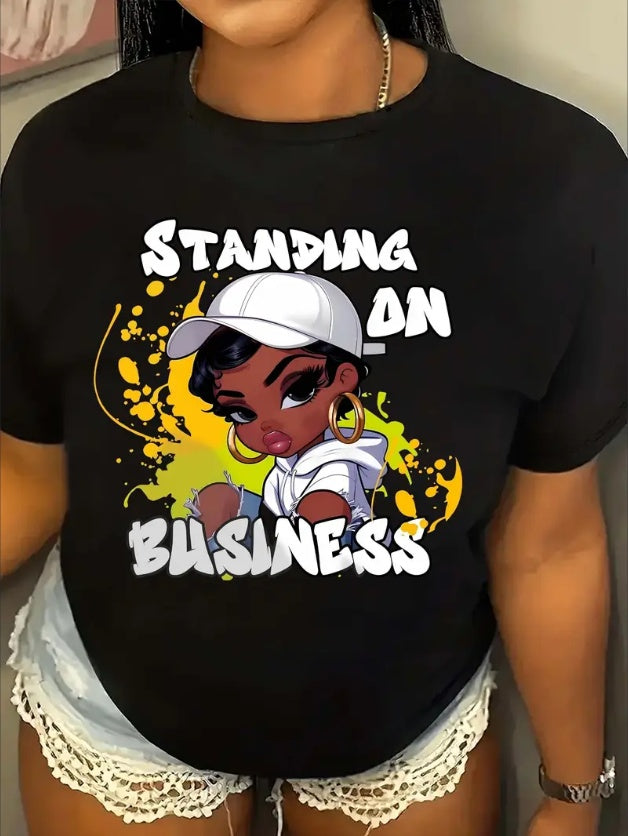 Men's Graphic T-Shirt - Plus Size Cartoon Black Girl Top