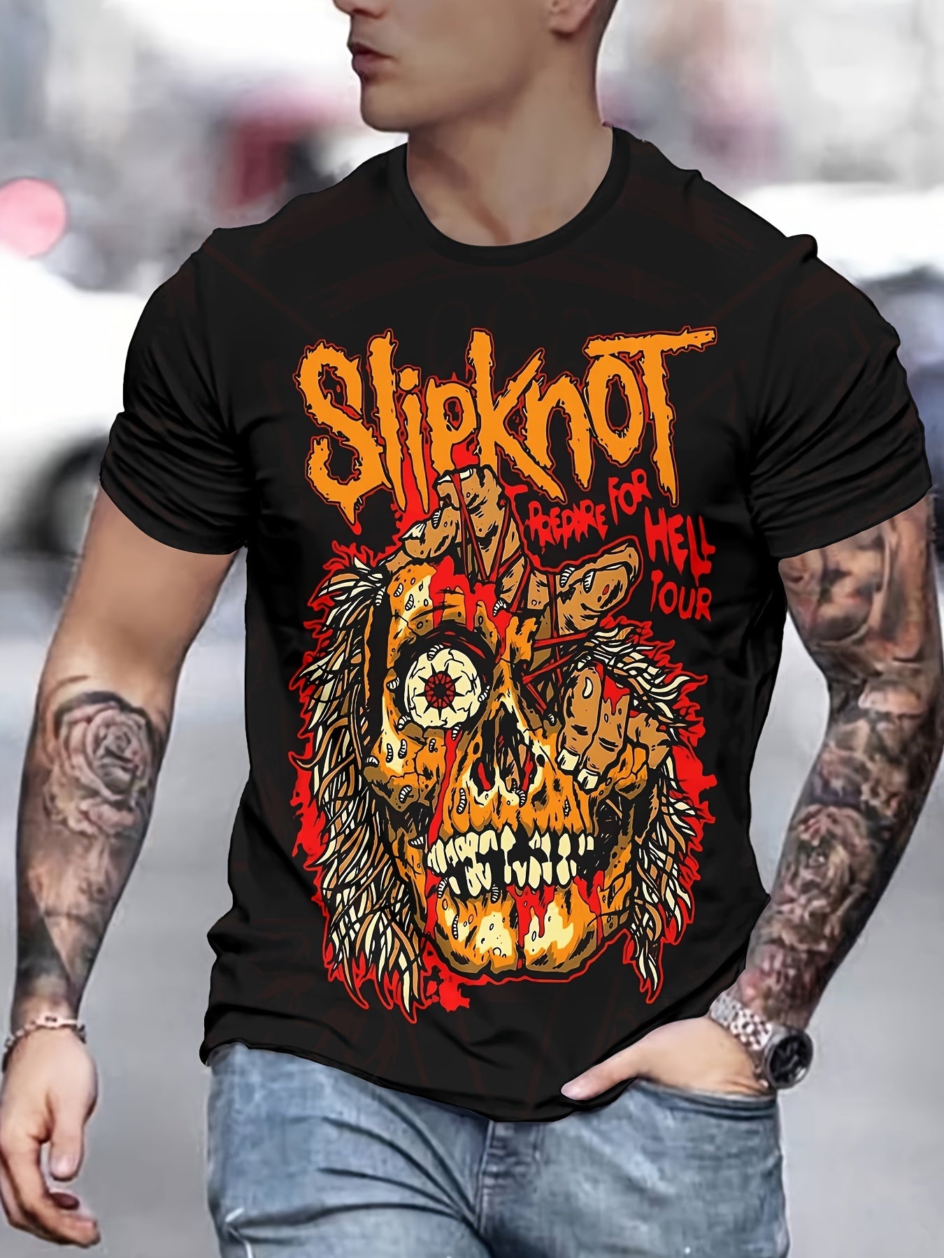Men's Graphic T-Shirt - Loose Fit 3D Printed Retro Design