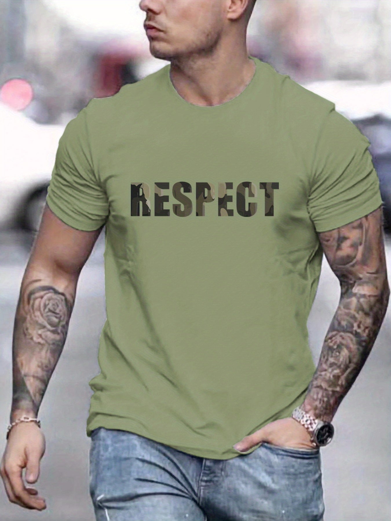 Men's Graphic T-Shirt - Retro RESPECT Patterned Summer Tee