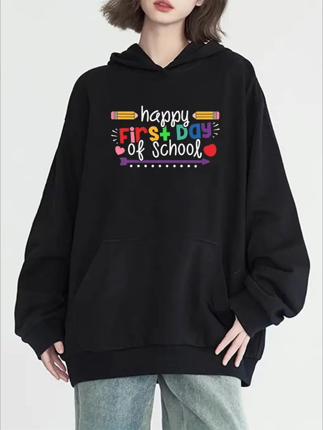 Women's Casual Hoodie With Kangaroo Pocket - Long Sleeve, Graphic Print Pullover For Fall & Winter