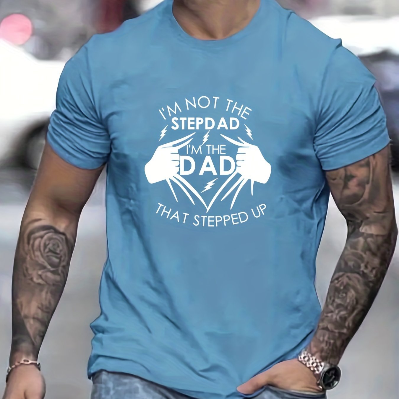 Men's Graphic T-Shirt - Stand Up Dad Stepfather Casual Top
