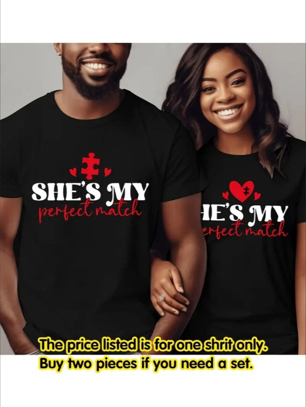 Love Valentine'S Day T-Shirt, Couple T-Shirt, Couple Christmas, Fashion Casual T-Shirt, Short-Sleeved T-Shirt