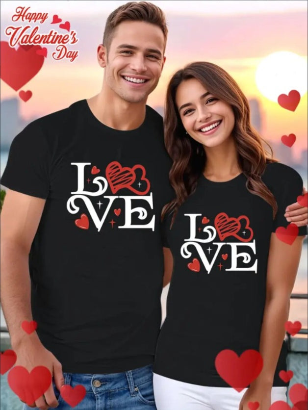 Love Valentine'S Day T-Shirt, Couple T-Shirt, Couple Christmas, Fashion Casual T-Shirt, Short-Sleeved T-Shirt