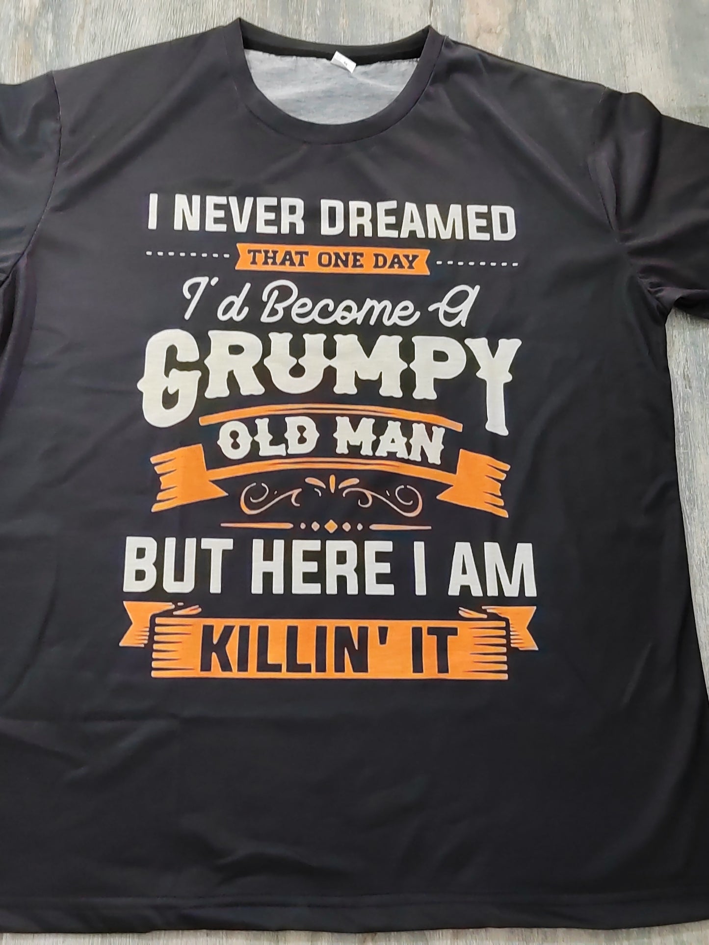 Summer Outdoor Leisure Old Man Letter Print Pattern Elastic Round Neck T-shirt Short Sleeved Fashionable Clothing