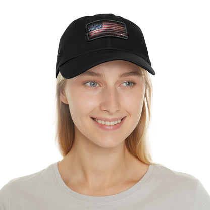 Patriotic Pledge Hat with Leather Patch - American Flag Cap
