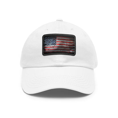 Patriotic Pledge Hat with Leather Patch - American Flag Cap