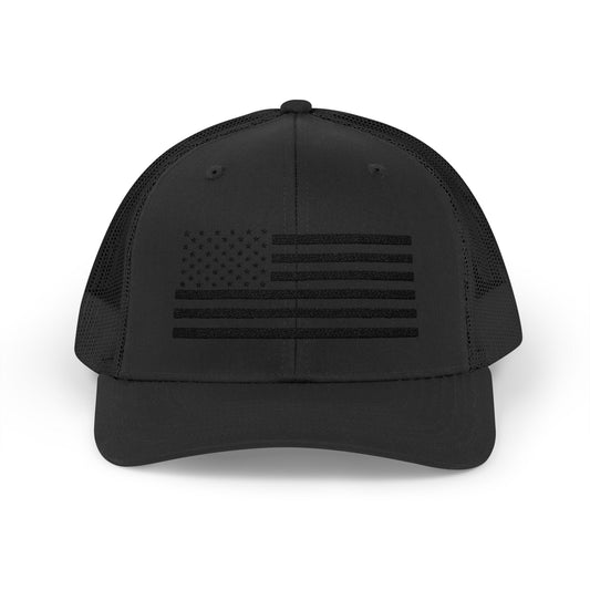 Black American Flag Snapback Trucker Cap - Stylish Mesh Hat for Outdoors and Casual Wear