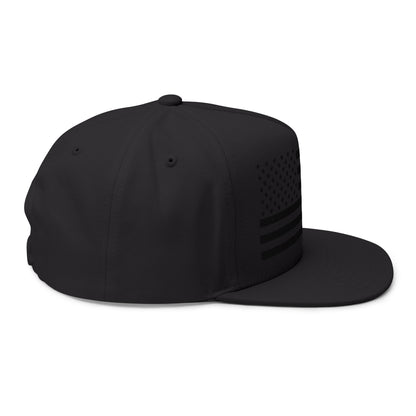 Embroidered American Flag Flat Bill Cap