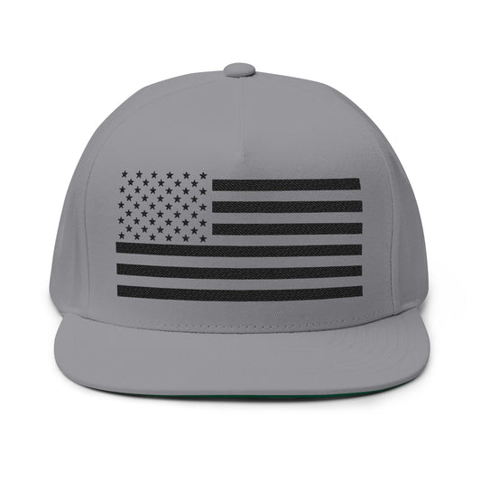 Embroidered American Flag Flat Bill Cap
