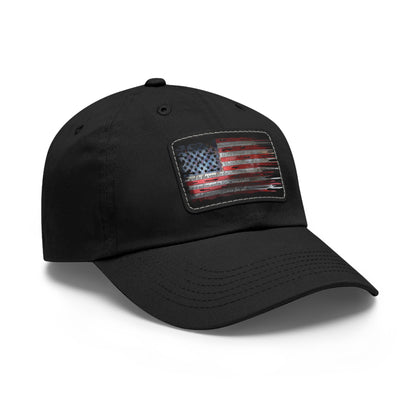 Patriotic Pledge Hat with Leather Patch - American Flag Cap