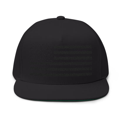 Embroidered American Flag Flat Bill Cap