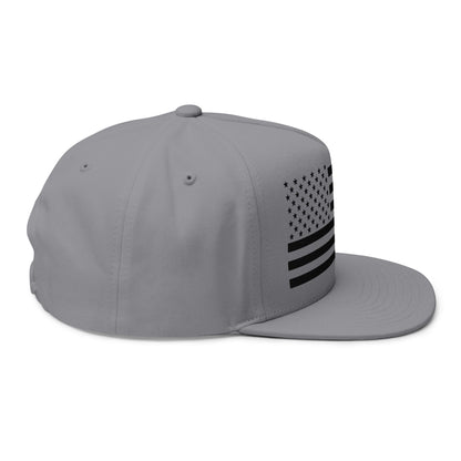 Embroidered American Flag Flat Bill Cap