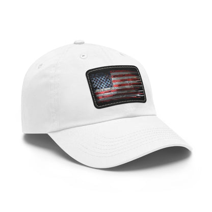 Patriotic Pledge Hat with Leather Patch - American Flag Cap